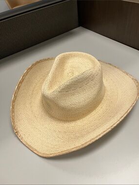 Source Unknown Natural Straw Wide-Brim Western Cowgirl Hat